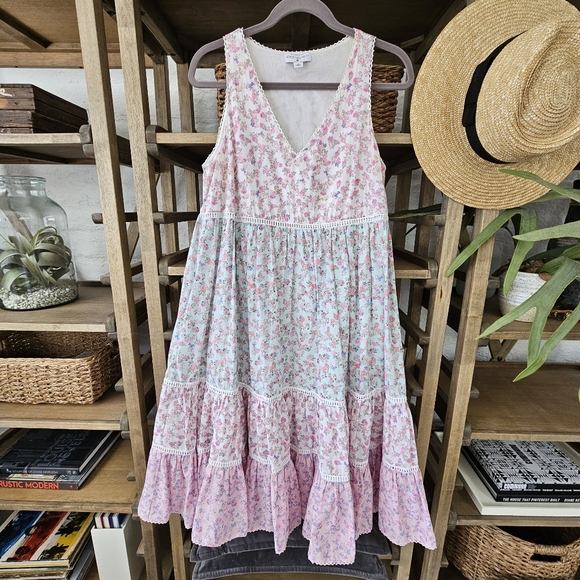 LoveShackFancy Dresses & Skirts - LoveShackFancy Target Camille Babydoll Midi Dress Light Pink Sleeveless Pullover